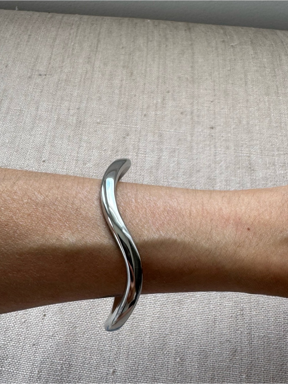 Twenty Compass Silver Wave Cuff Bracelet